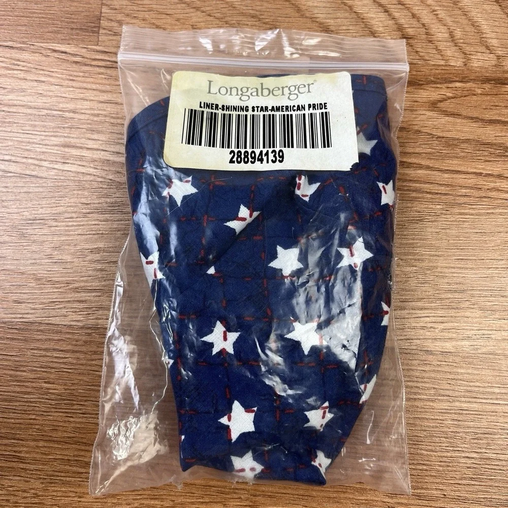 Longaberger Shining Star Basket Fabric‎ Liner- American Pride NEW